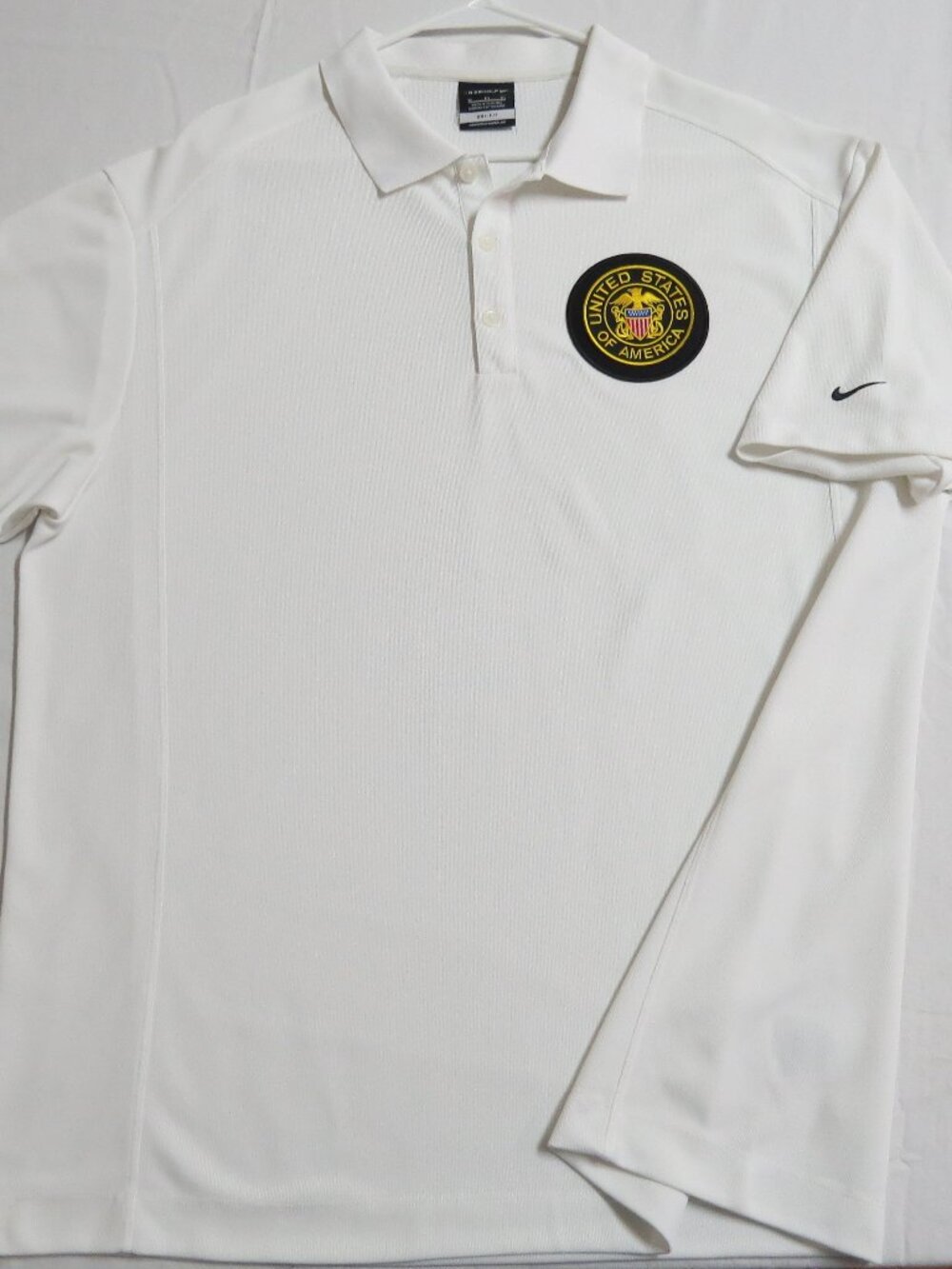 M-XL USA White Nike Dri-Fit Men's db #57Z Golf Polo Shirt